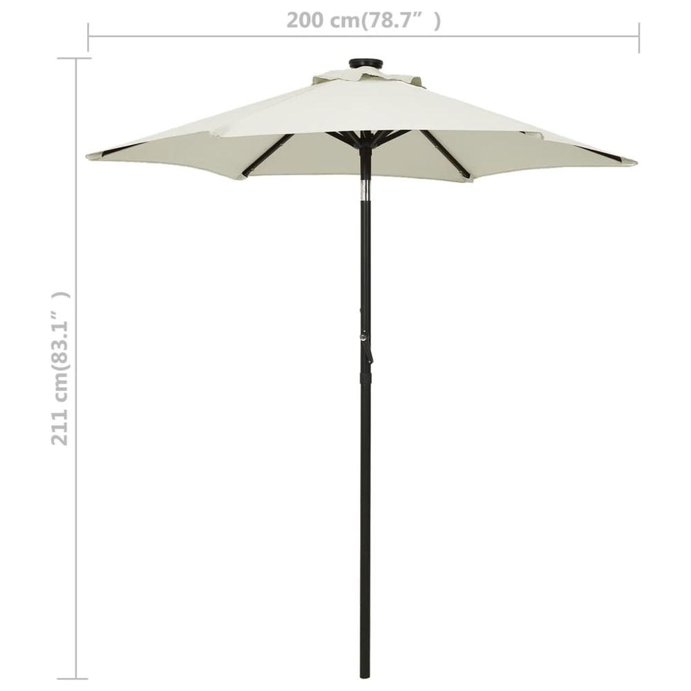 Parasol with LED Lights Sand 78.7"x83.1" Aluminum. Picture 8