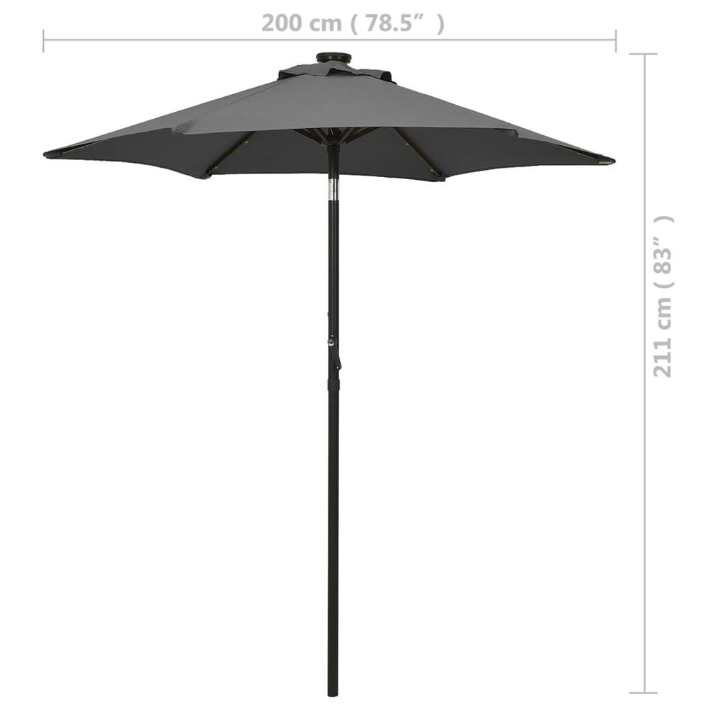 vidaXL Parasol with LED Lights Anthracite 78.7"x83.1" Aluminum. Picture 9