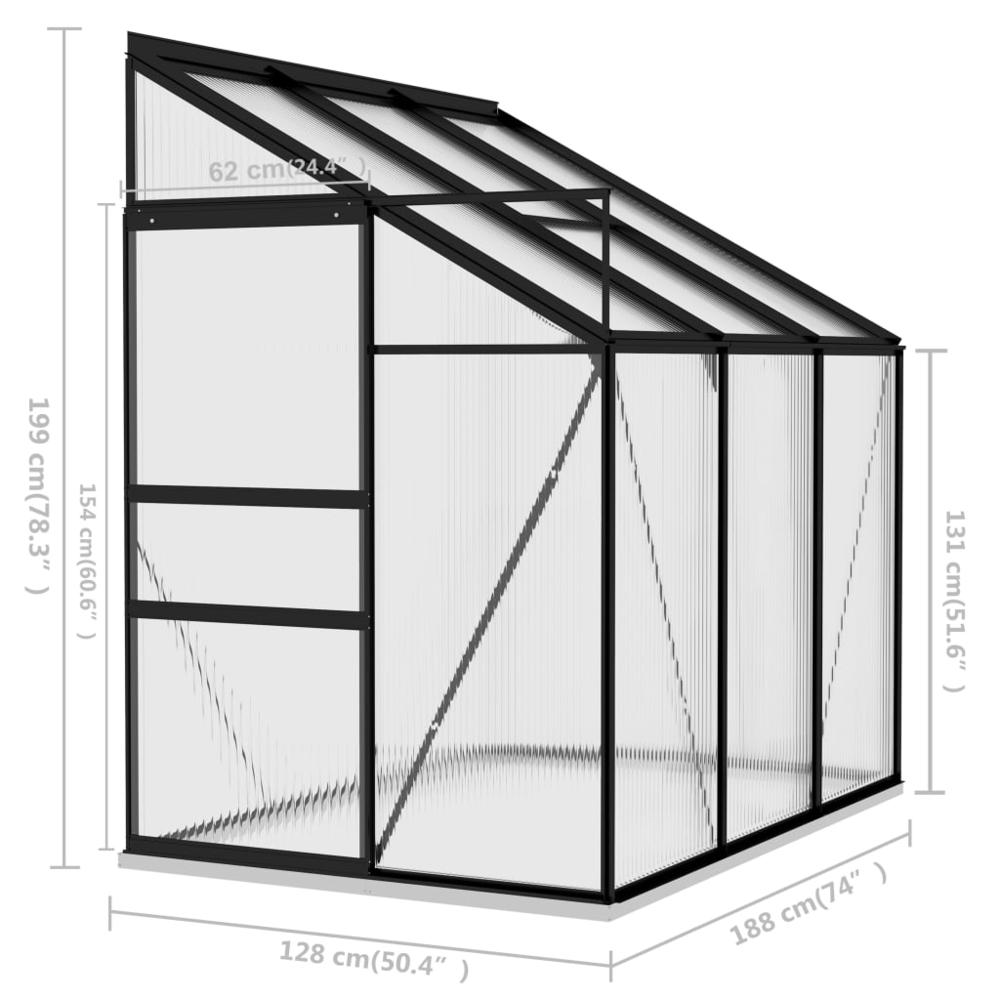 vidaXL Greenhouse Anthracite Aluminum 140.1 ftÂ³. Picture 9