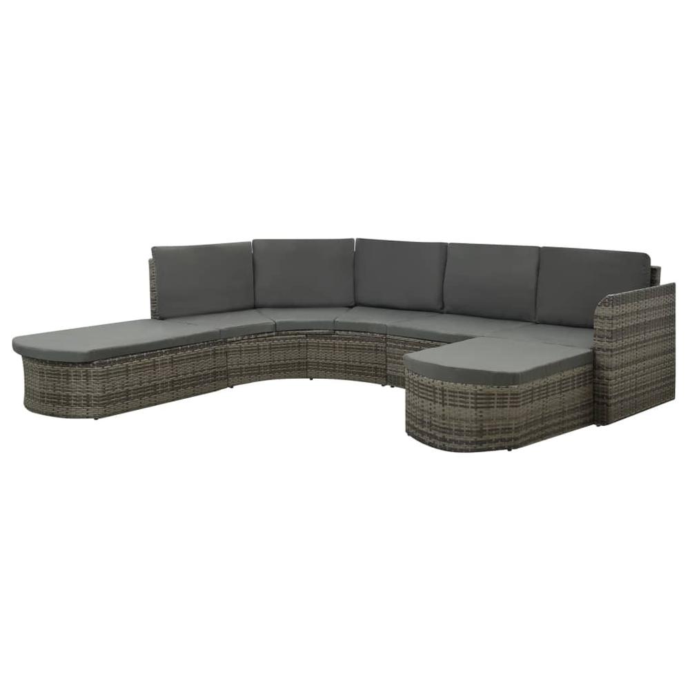 vidaXL 4 Piece Garden Lounge Set with Cushions Poly Rattan Gray 2176. Picture 1