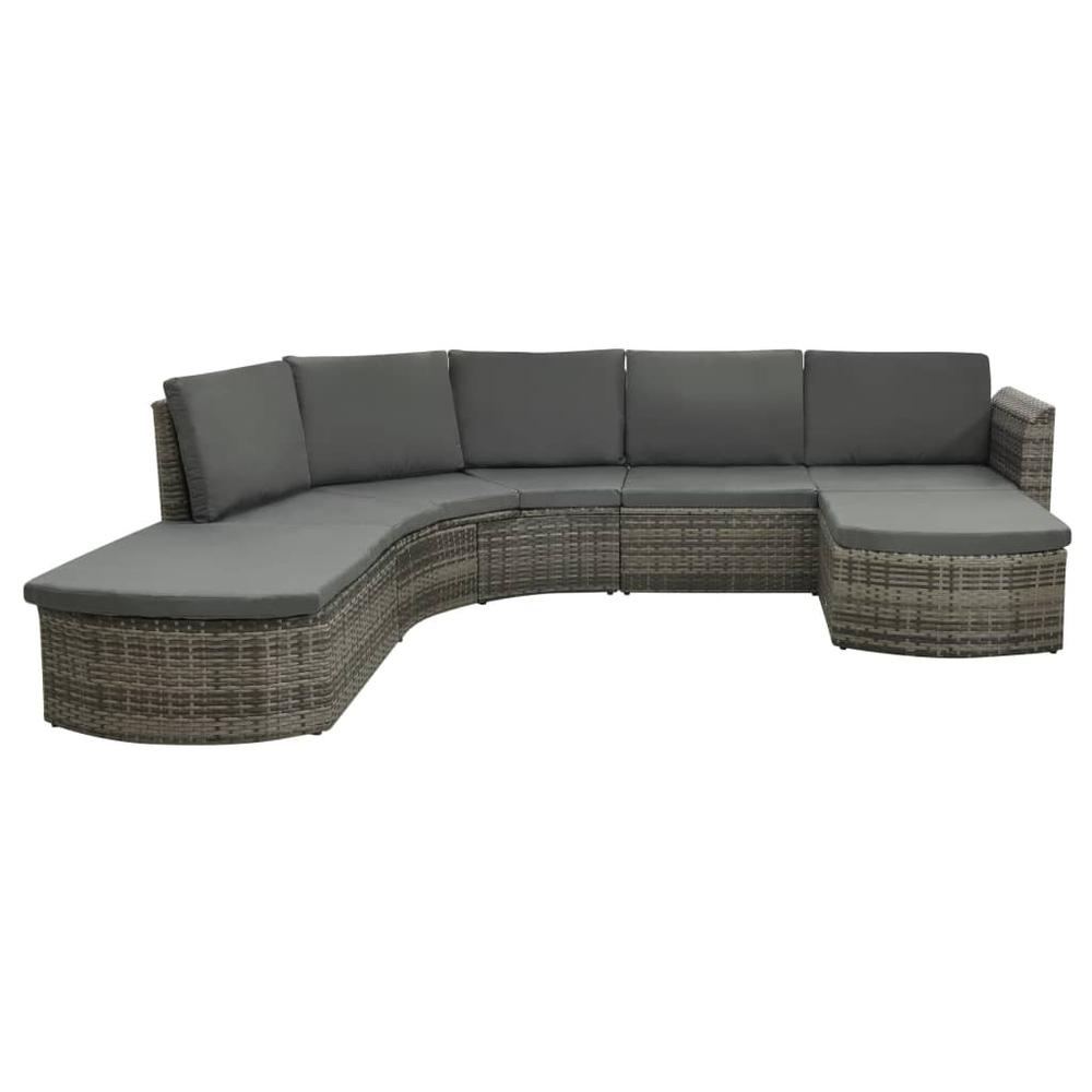 vidaXL 4 Piece Garden Lounge Set with Cushions Poly Rattan Gray 2176. Picture 3