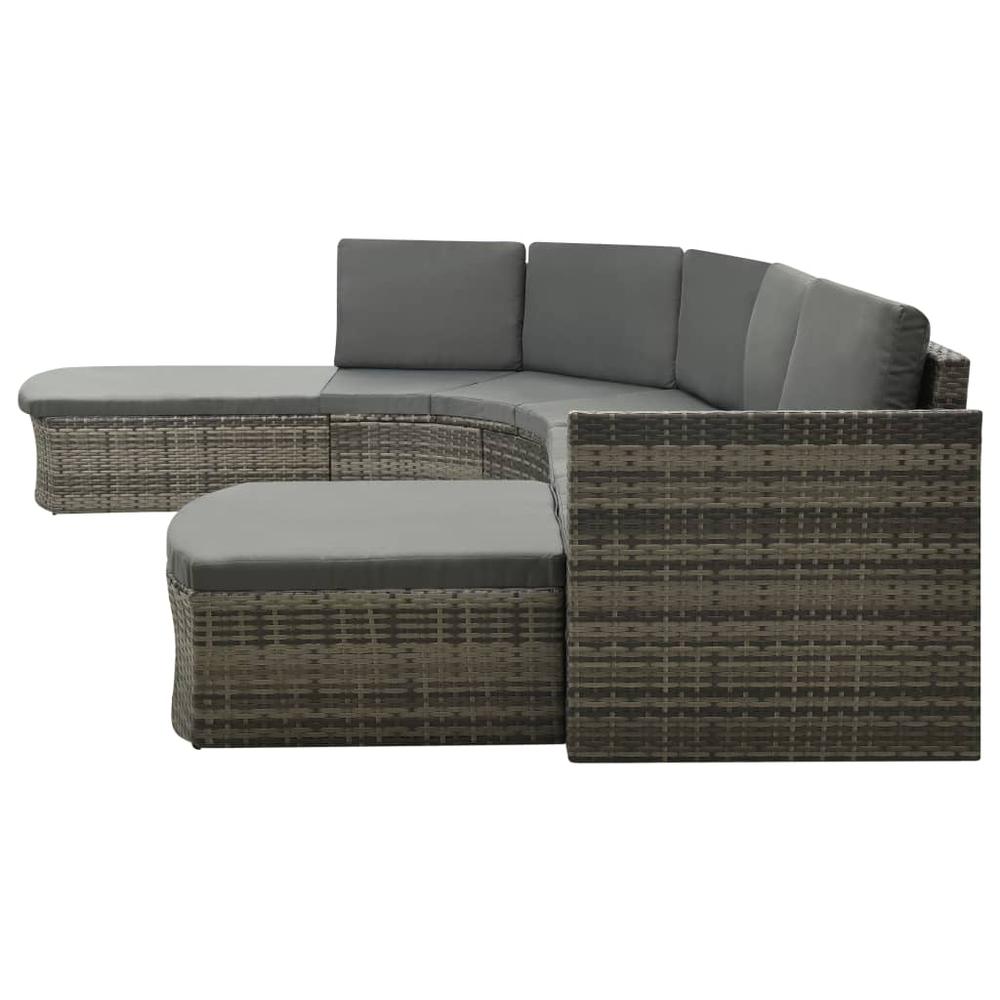 vidaXL 4 Piece Garden Lounge Set with Cushions Poly Rattan Gray 2176. Picture 4