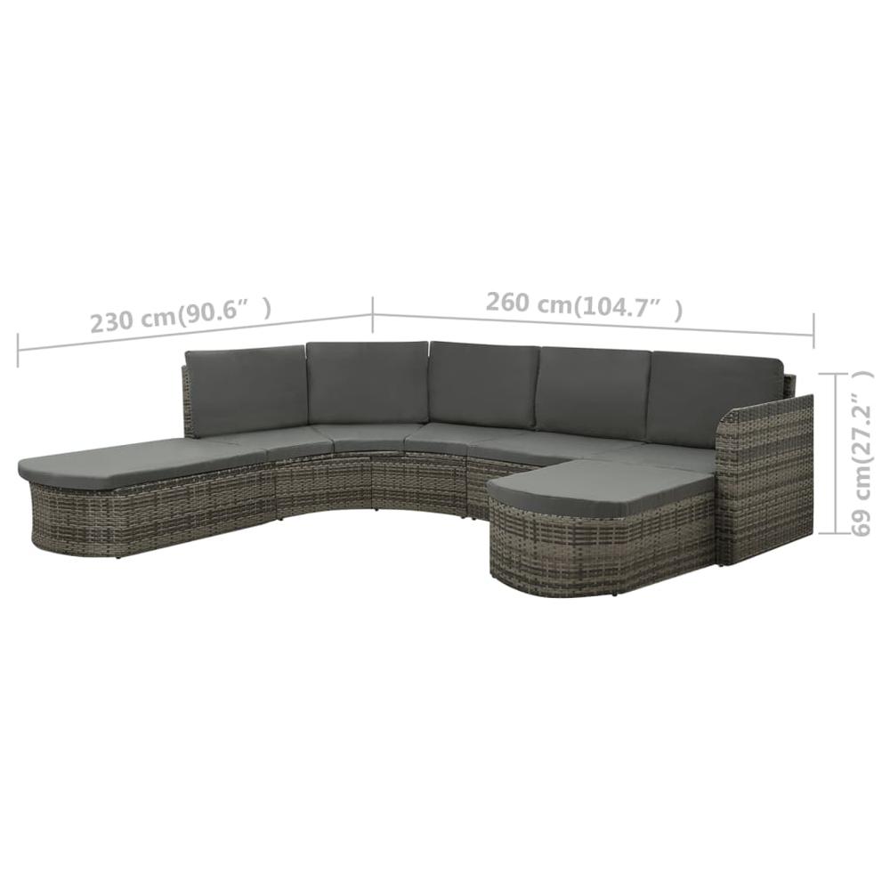 vidaXL 4 Piece Garden Lounge Set with Cushions Poly Rattan Gray 2176. Picture 6