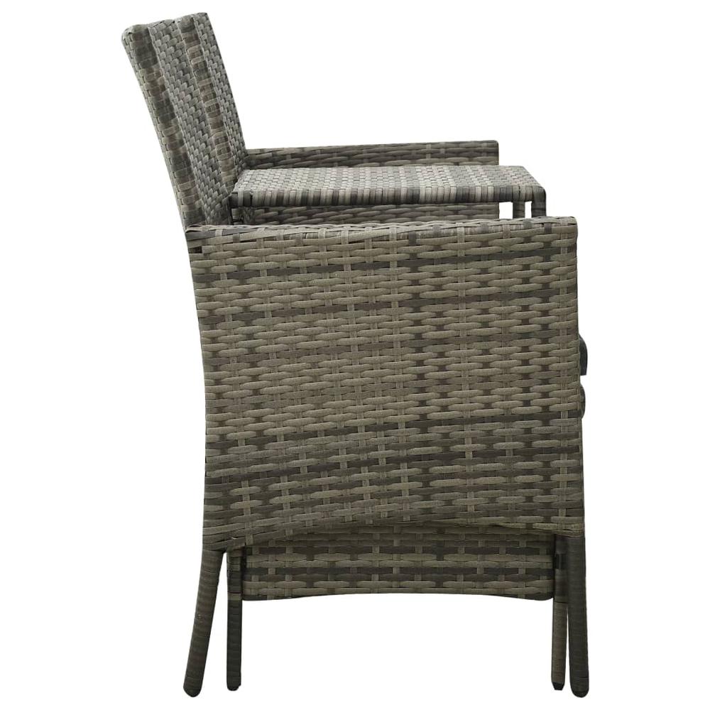 vidaXL 2-Seater Garden Sofa with Tea Table & Stools Poly Rattan Gray 3593. Picture 8