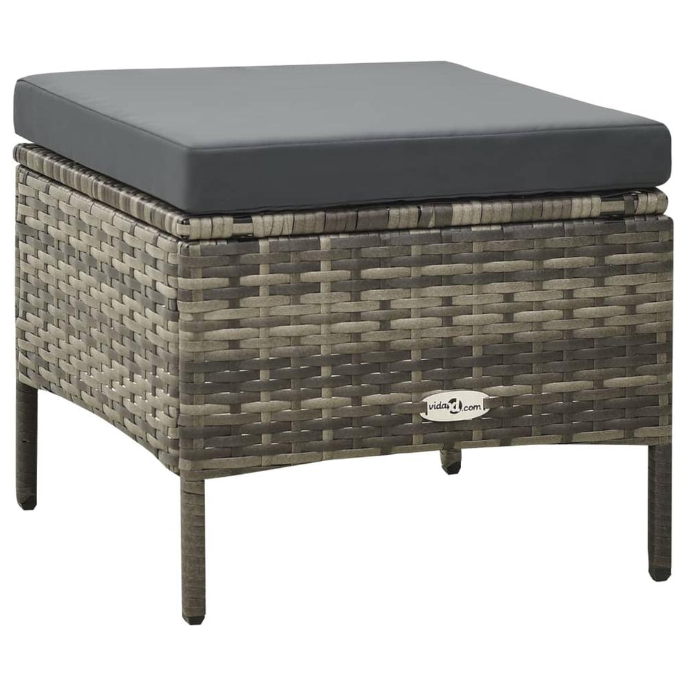 vidaXL 2-Seater Garden Sofa with Tea Table & Stools Poly Rattan Gray 3593. Picture 10