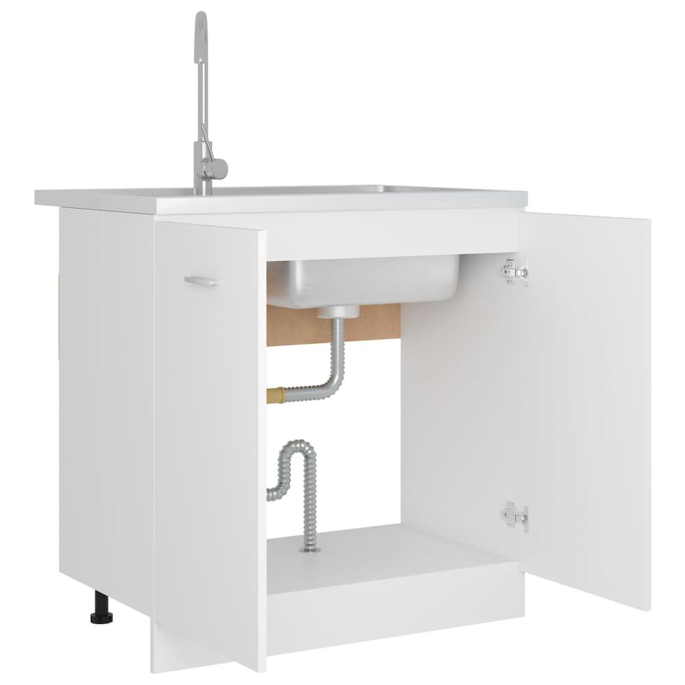 Sink Bottom Cabinet White 31.5"x18.1"x32.1" Engineered Wood. Picture 3