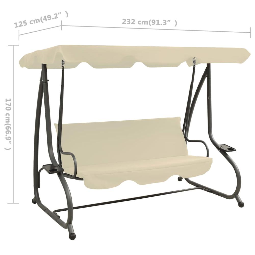 vidaXL Outdoor Swing Bench with Canopy Sand White 3337. Picture 8