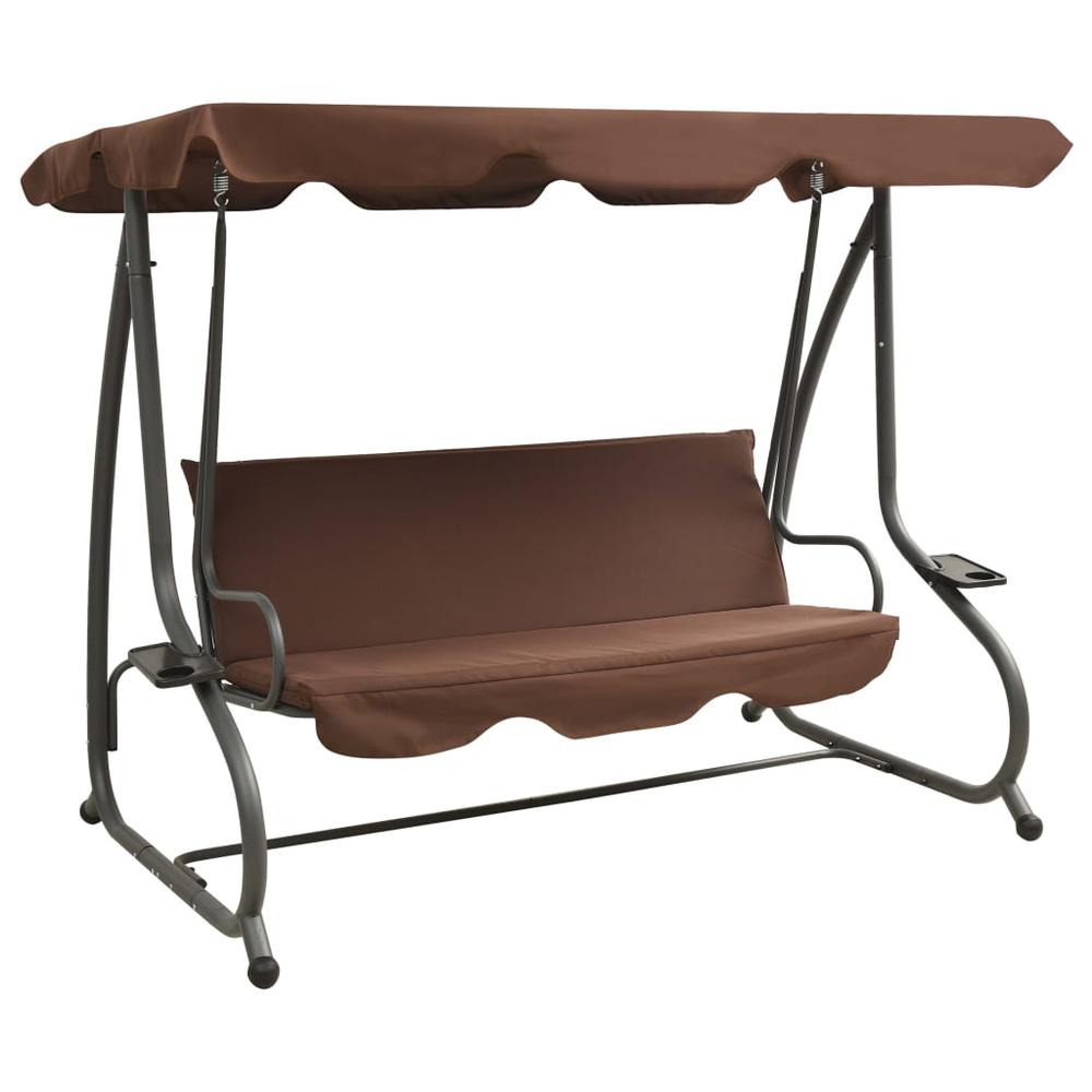 vidaXL Outdoor Swing Bench with Canopy Coffee 3338. Picture 1