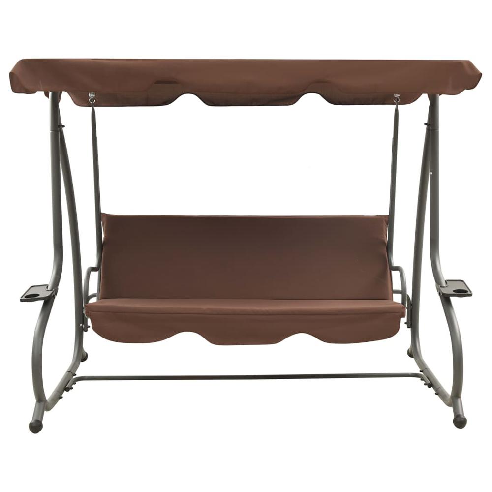 vidaXL Outdoor Swing Bench with Canopy Coffee 3338. Picture 2