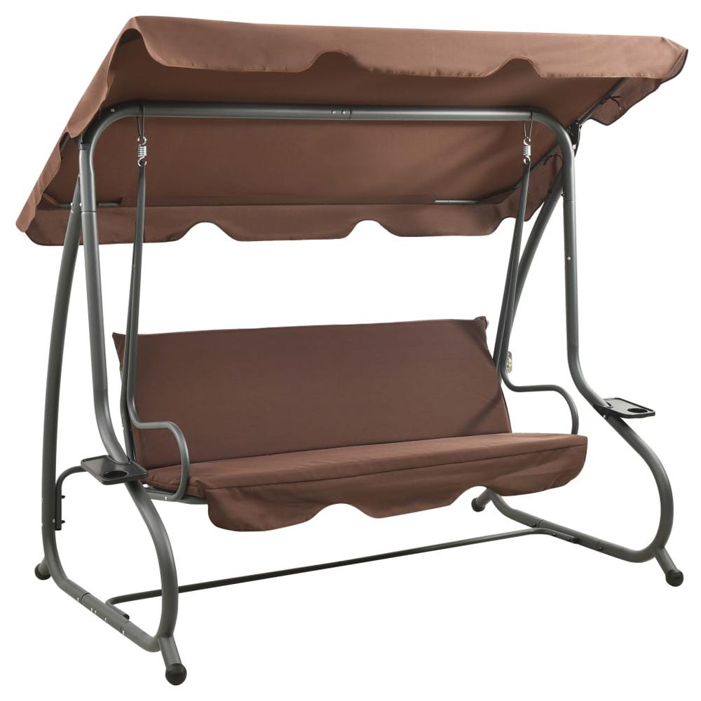vidaXL Outdoor Swing Bench with Canopy Coffee 3338. Picture 3