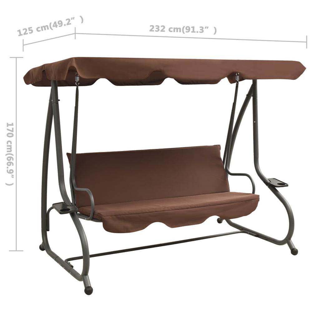 vidaXL Outdoor Swing Bench with Canopy Coffee 3338. Picture 8