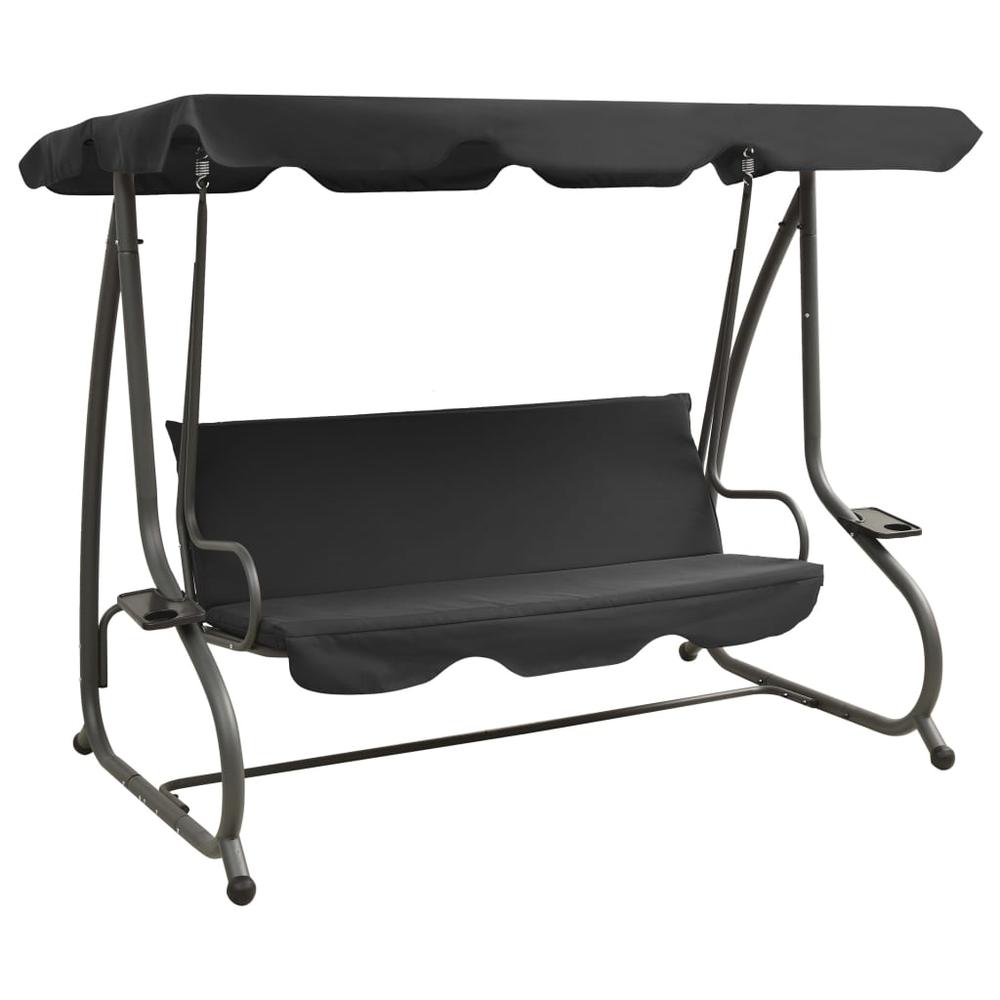 vidaXL Outdoor Swing Bench with Canopy Anthracite 3339. Picture 1