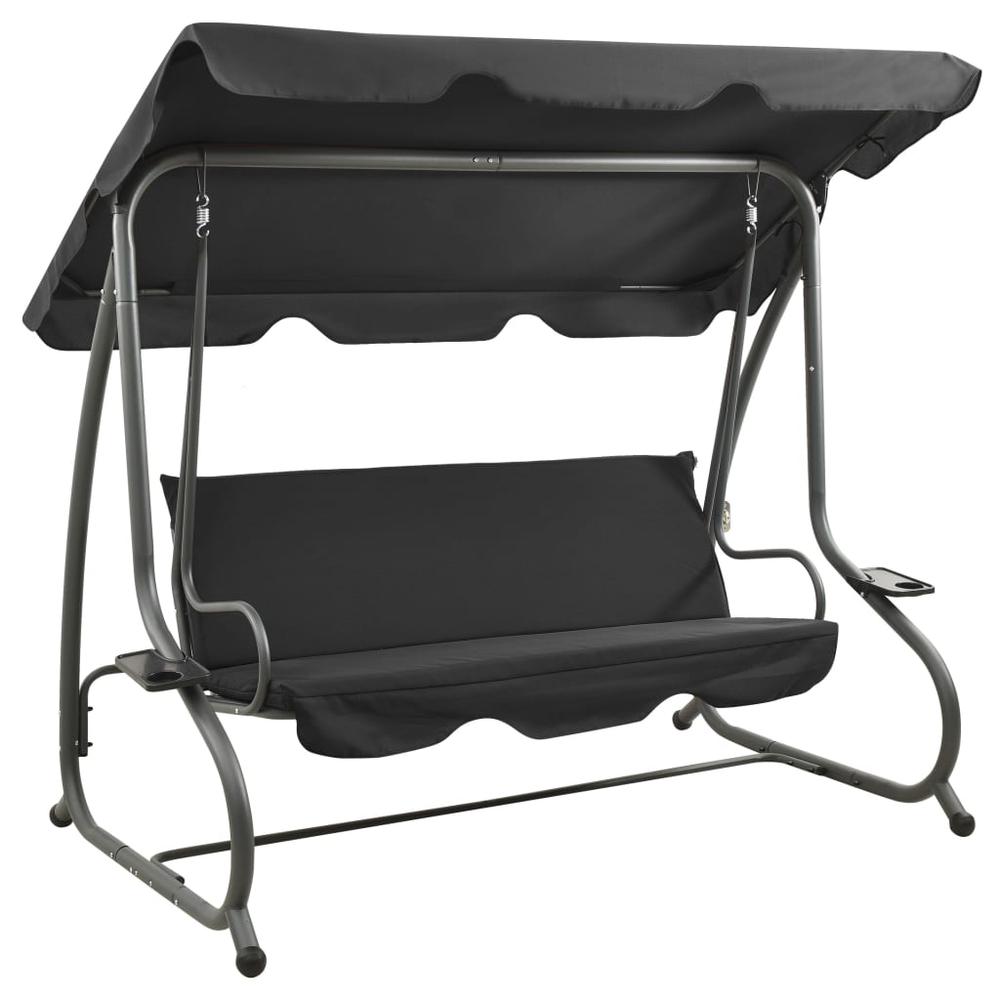 vidaXL Outdoor Swing Bench with Canopy Anthracite 3339. Picture 3