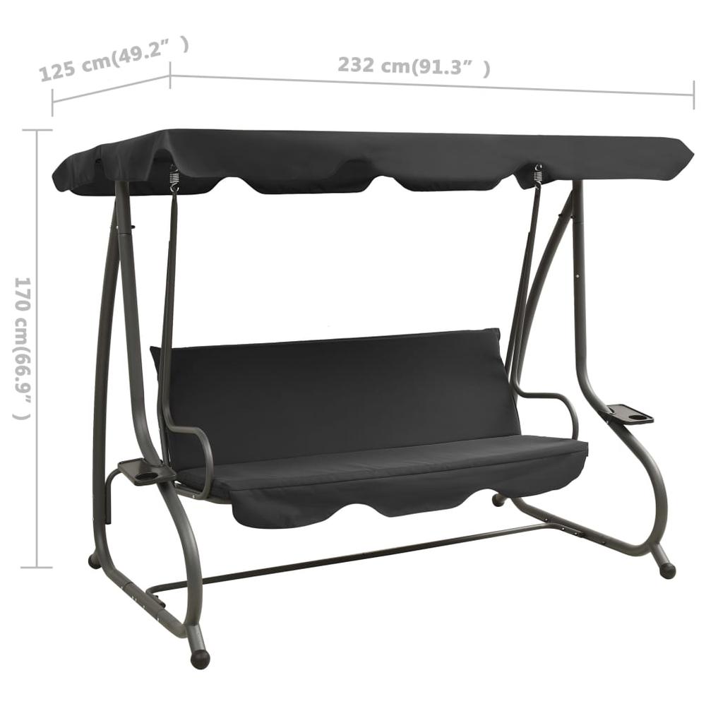 vidaXL Outdoor Swing Bench with Canopy Anthracite 3339. Picture 8