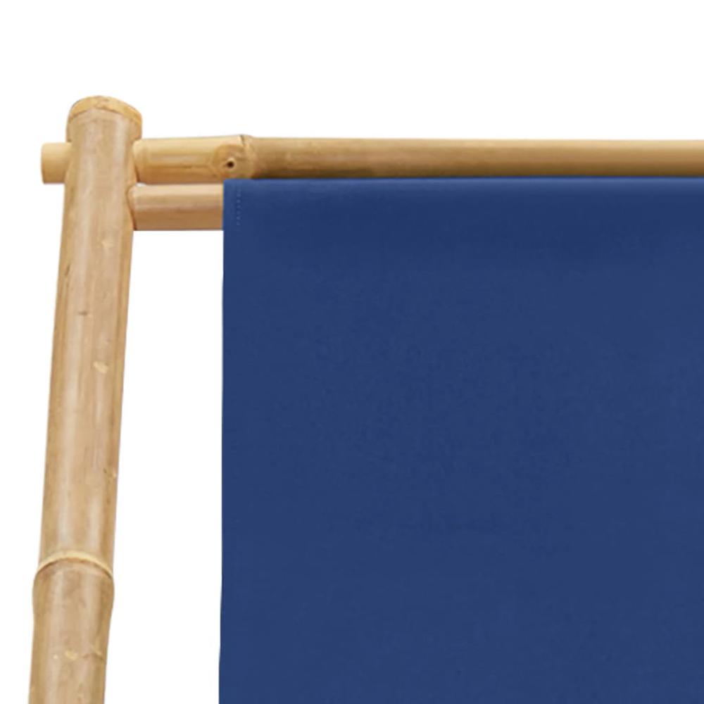 vidaXL Deck Chair Bamboo and Canvas Navy Blue, 313019. Picture 7