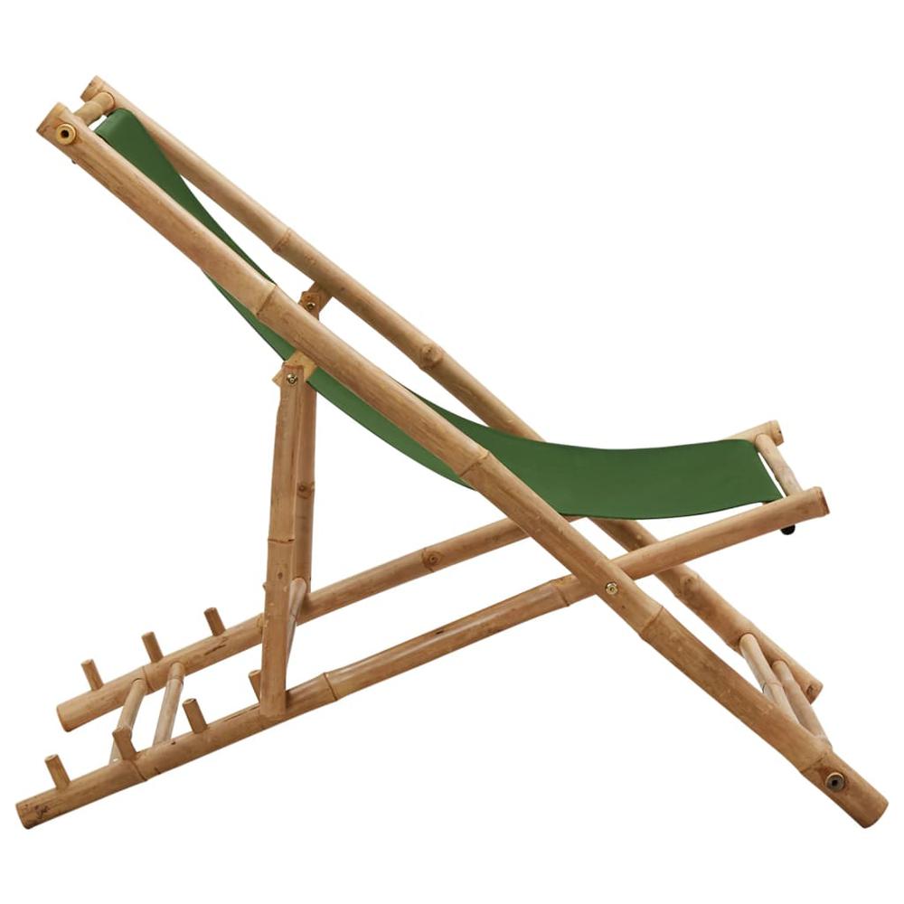 Deck Chair Bamboo and Canvas Green. Picture 2