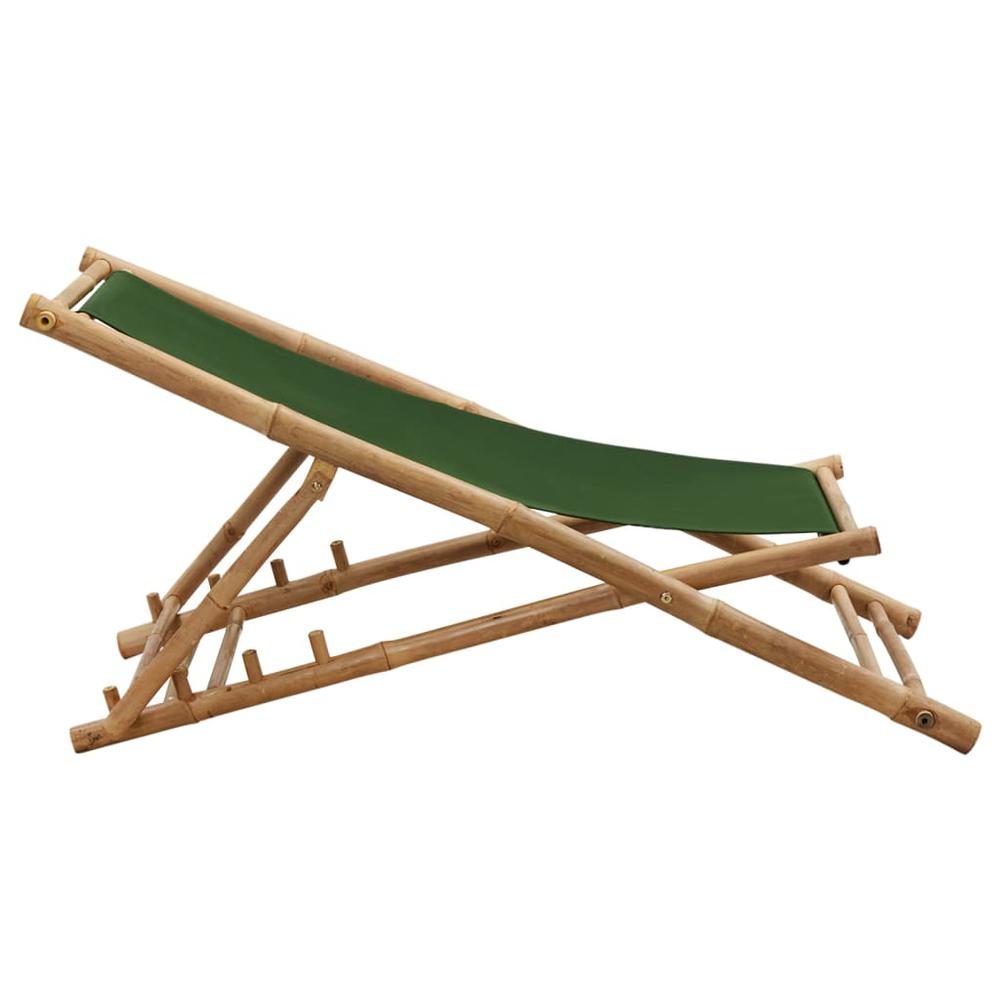 Deck Chair Bamboo and Canvas Green. Picture 4