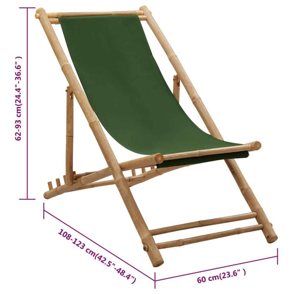 Deck Chair Bamboo and Canvas Green. Picture 7