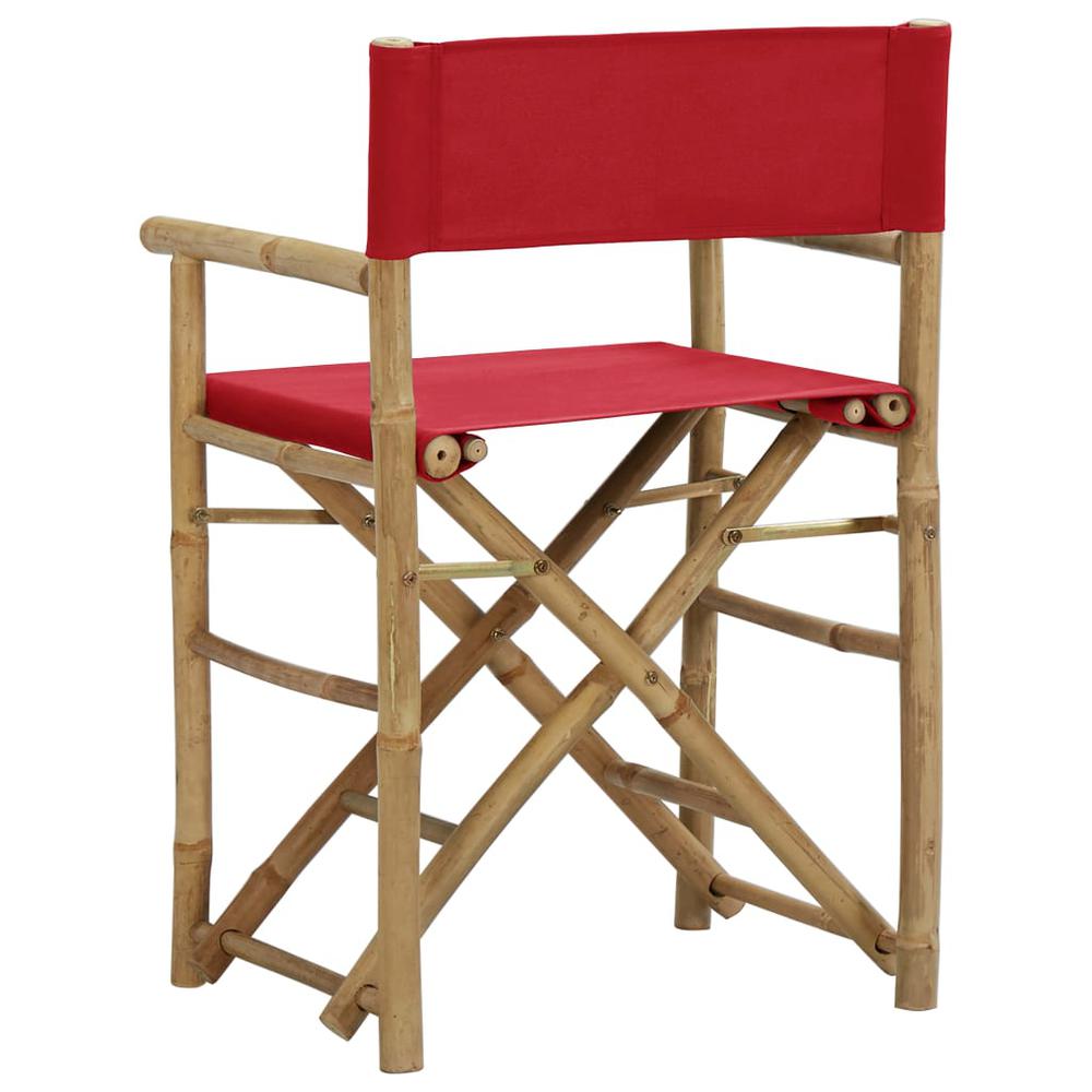 vidaXL Folding Director's Chairs 2 pcs Red Bamboo and Fabric. Picture 5