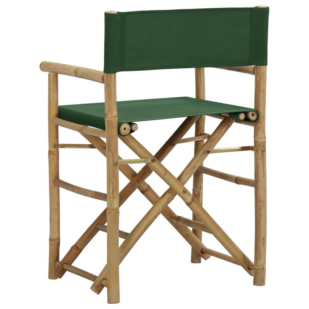 vidaXL Folding Director's Chairs 2 pcs Green Bamboo and Fabric. Picture 5