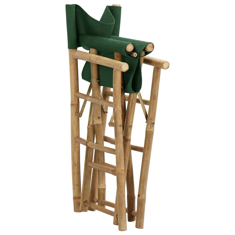vidaXL Folding Director's Chairs 2 pcs Green Bamboo and Fabric. Picture 6