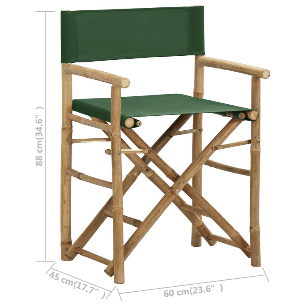 vidaXL Folding Director's Chairs 2 pcs Green Bamboo and Fabric. Picture 9