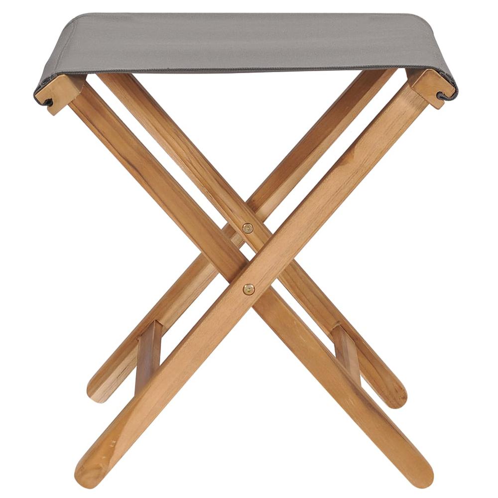 vidaXL Folding Chairs 2 pcs Solid Teak Wood and Fabric Dark Gray, 310670. Picture 3