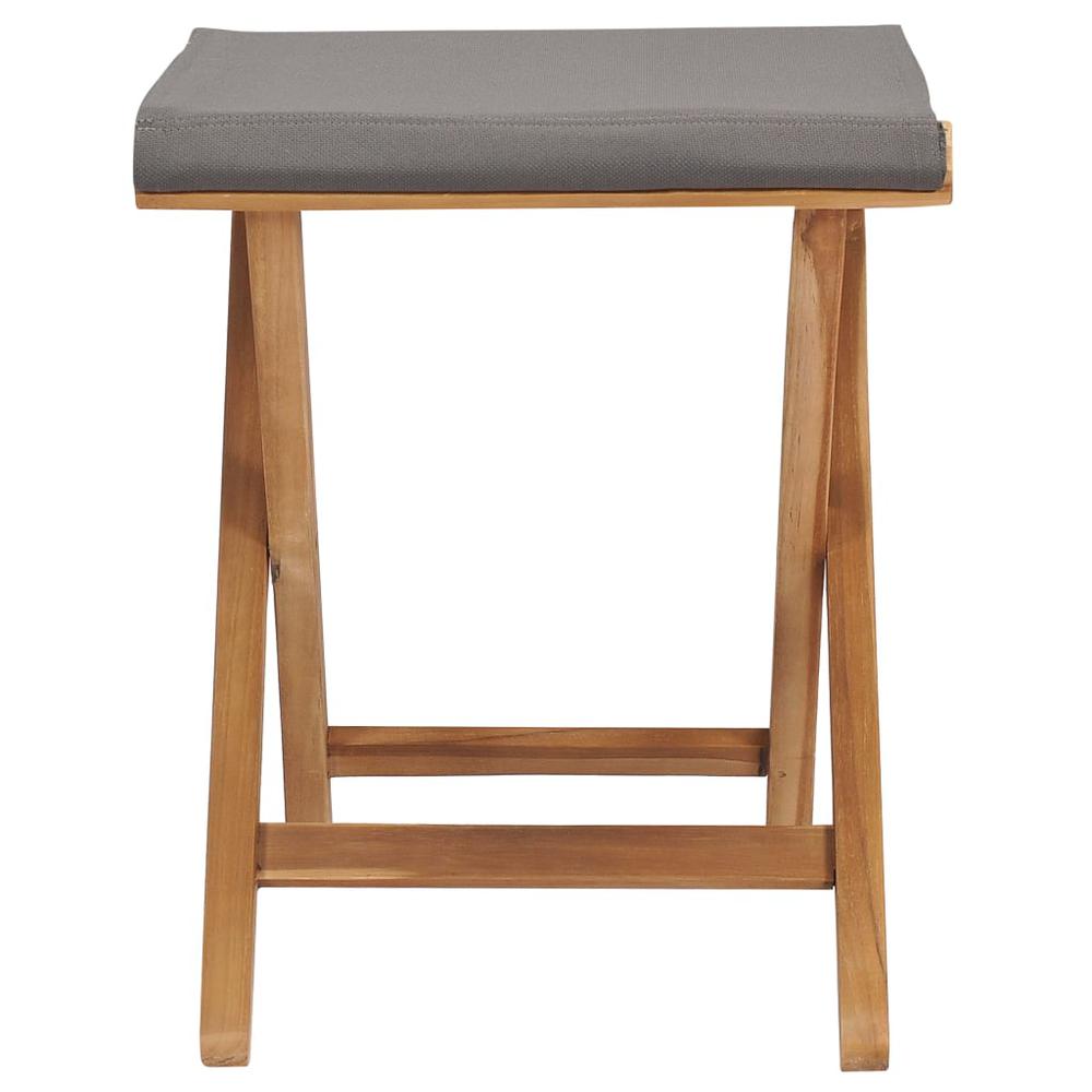 vidaXL Folding Chairs 2 pcs Solid Teak Wood and Fabric Dark Gray, 310670. Picture 4