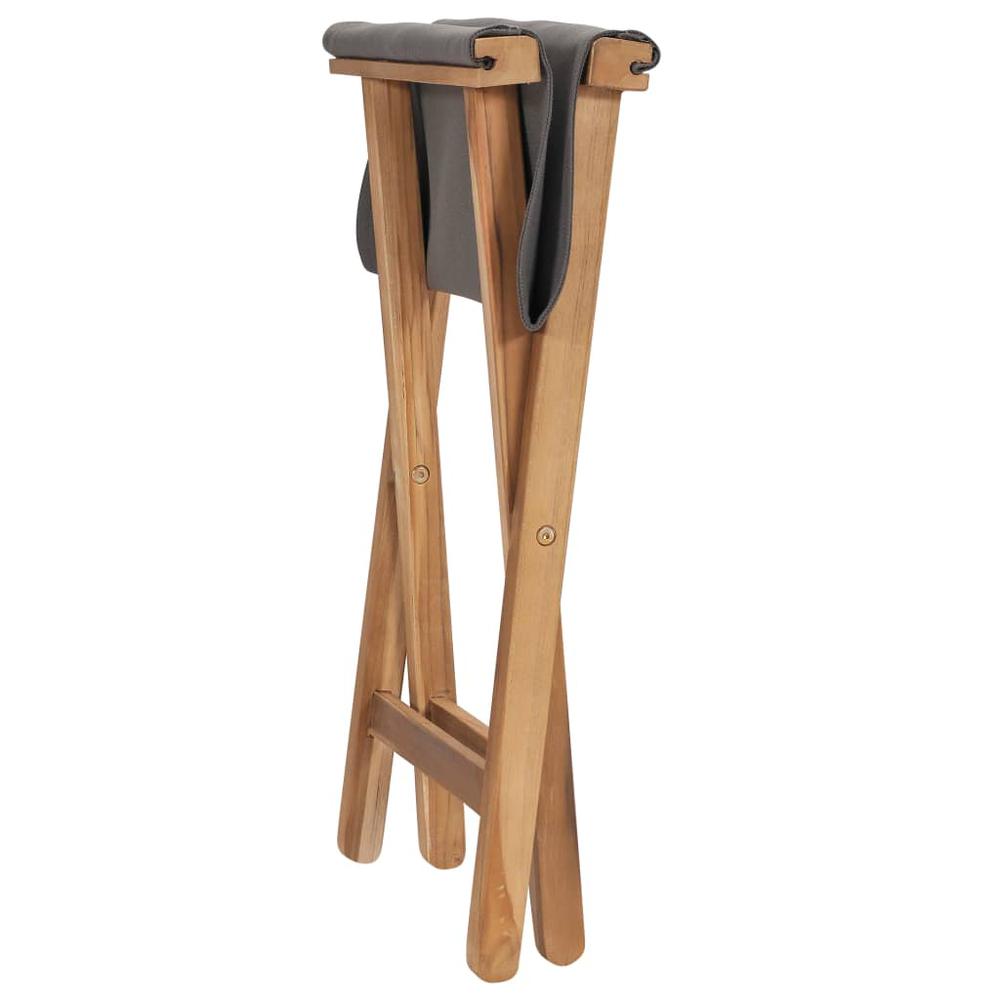 vidaXL Folding Chairs 2 pcs Solid Teak Wood and Fabric Dark Gray, 310670. Picture 5
