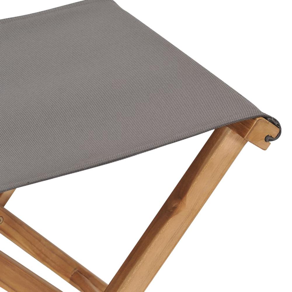 vidaXL Folding Chairs 2 pcs Solid Teak Wood and Fabric Dark Gray, 310670. Picture 6