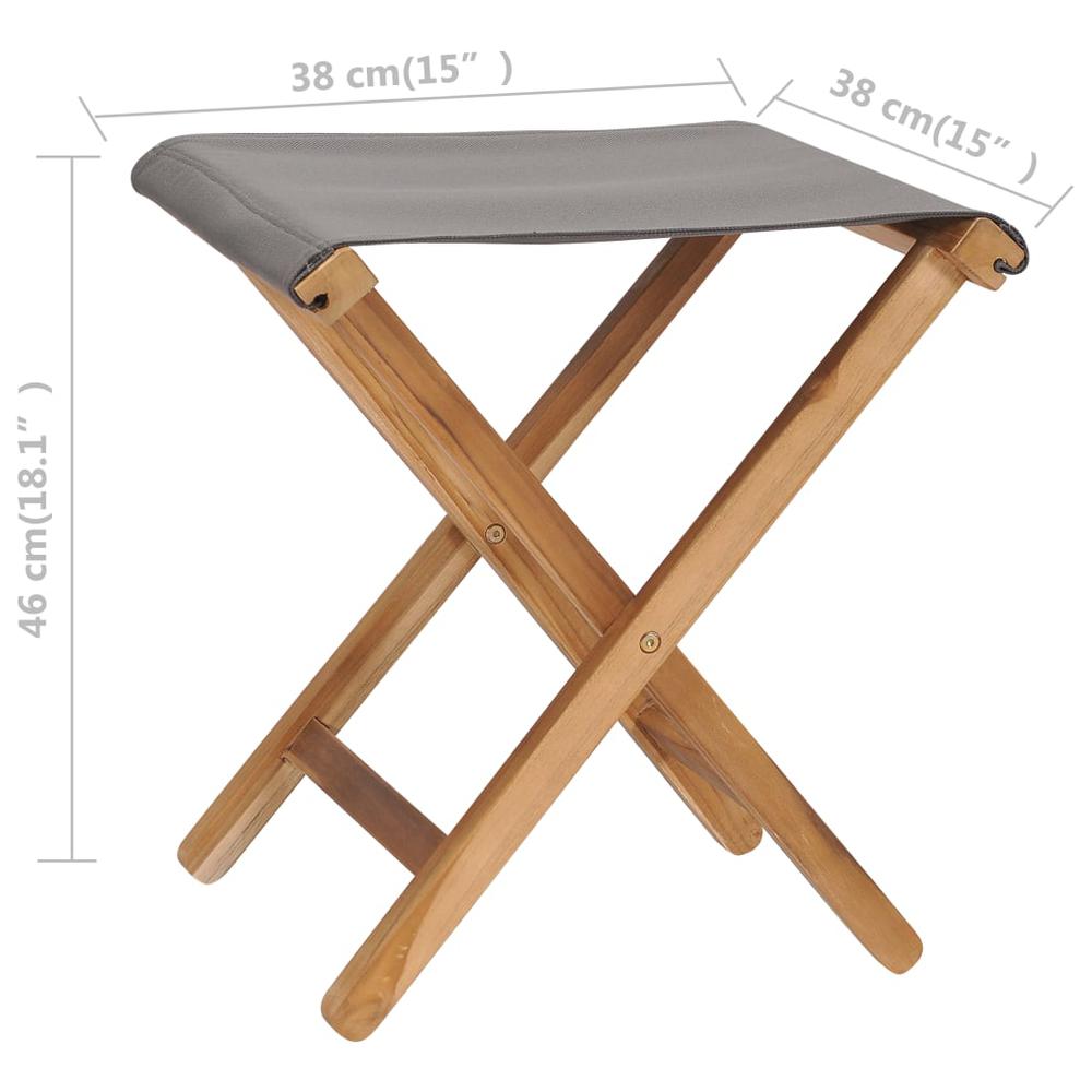 vidaXL Folding Chairs 2 pcs Solid Teak Wood and Fabric Dark Gray, 310670. Picture 7