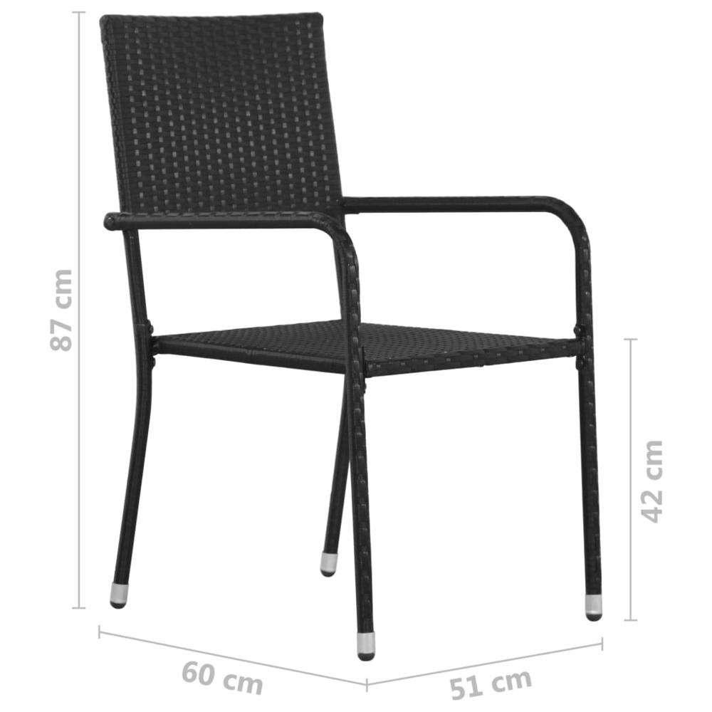 vidaXL Patio Dining Chairs 6 pcs Poly Rattan Black. Picture 5