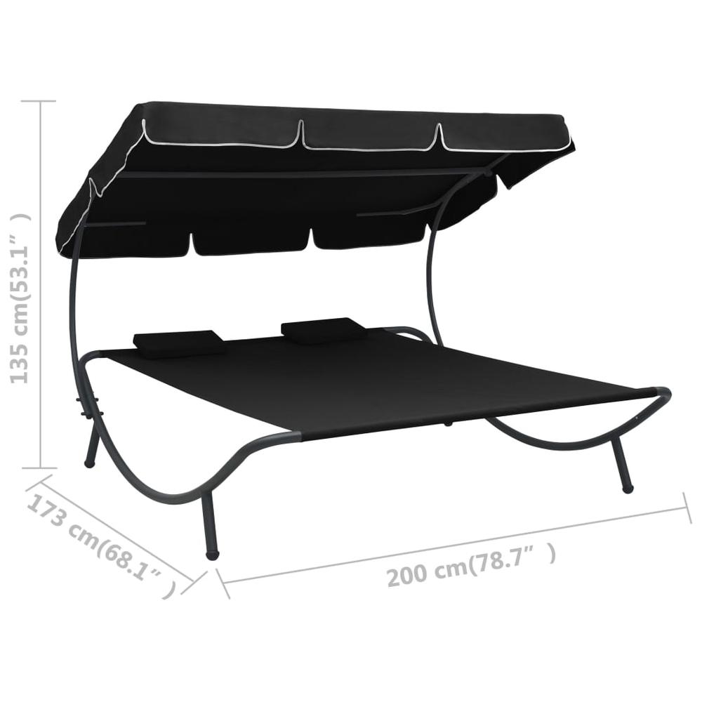 vidaXL Outdoor Lounge Bed with Canopy and Pillows Black, 313521. Picture 7