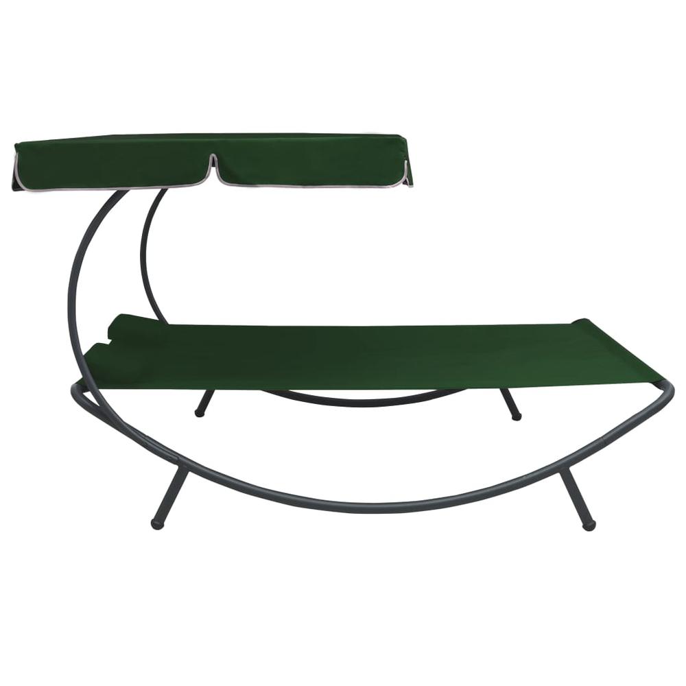 vidaXL Outdoor Lounge Bed with Canopy and Pillows Green, 313522. Picture 3