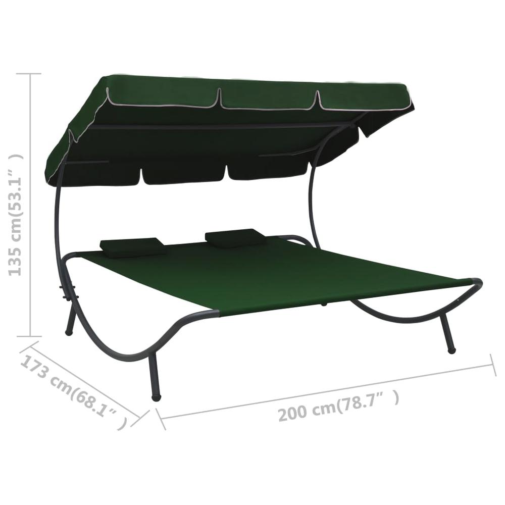 vidaXL Outdoor Lounge Bed with Canopy and Pillows Green, 313522. Picture 7