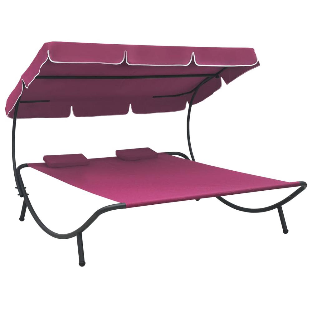 vidaXL Outdoor Lounge Bed with Canopy and Pillows Pink, 313524. Picture 1
