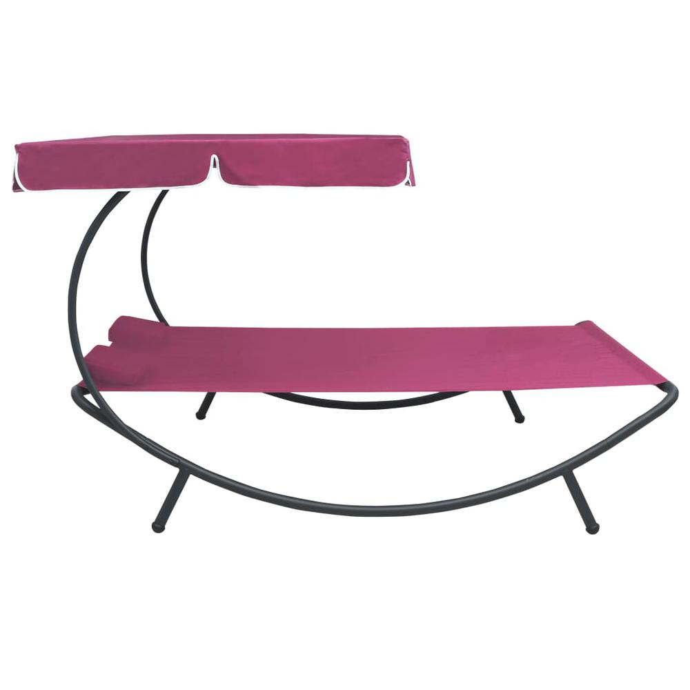 vidaXL Outdoor Lounge Bed with Canopy and Pillows Pink, 313524. Picture 3