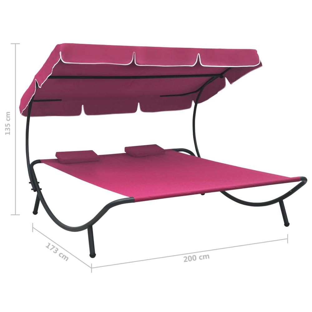 vidaXL Outdoor Lounge Bed with Canopy and Pillows Pink, 313524. Picture 7