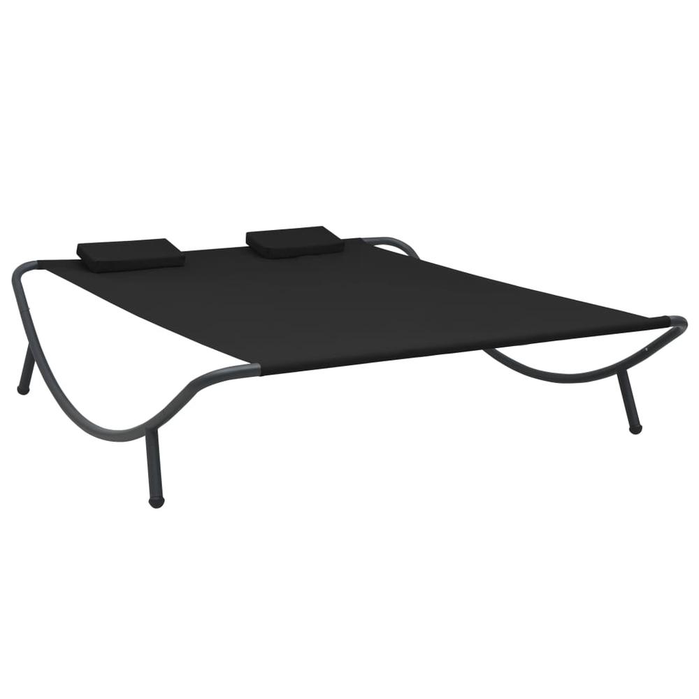 vidaXL Outdoor Lounge Bed Fabric Black 3529. Picture 1