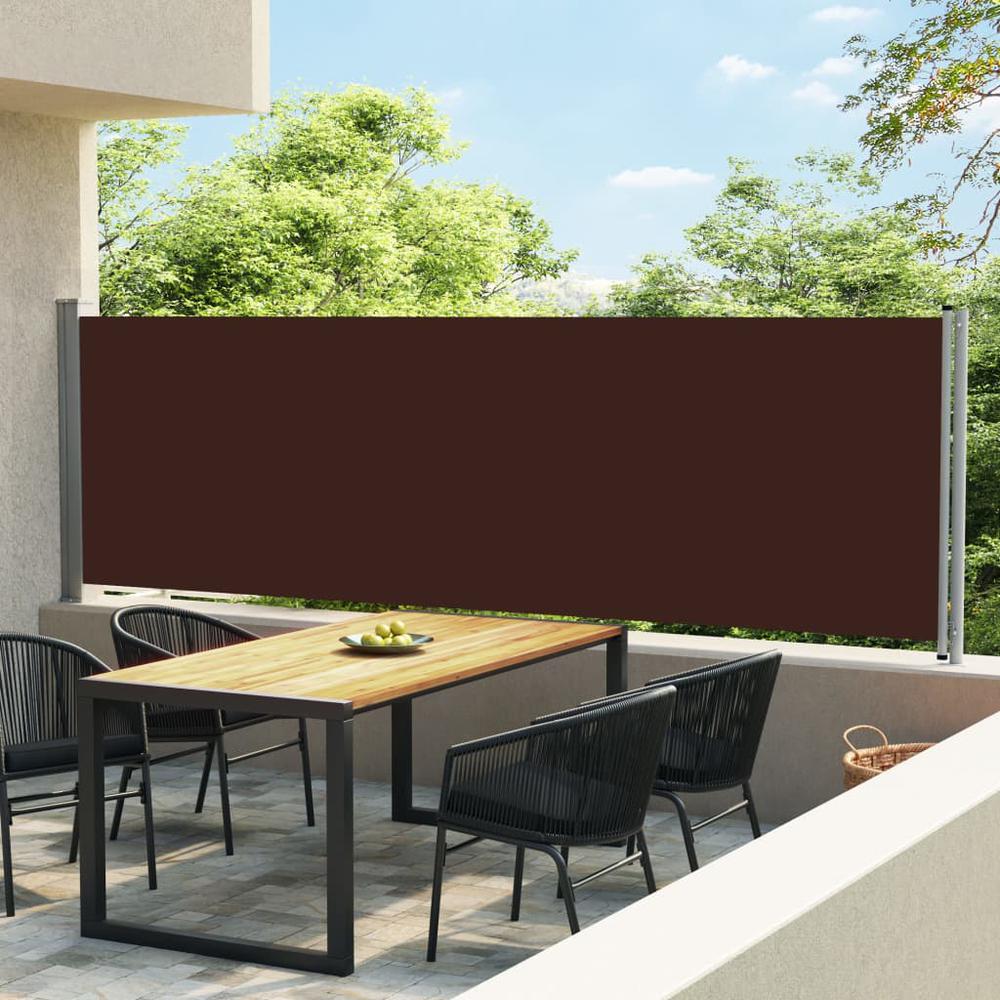 vidaXL Patio Retractable Side Awning 55.1"x236.2" Brown, 313374. Picture 1