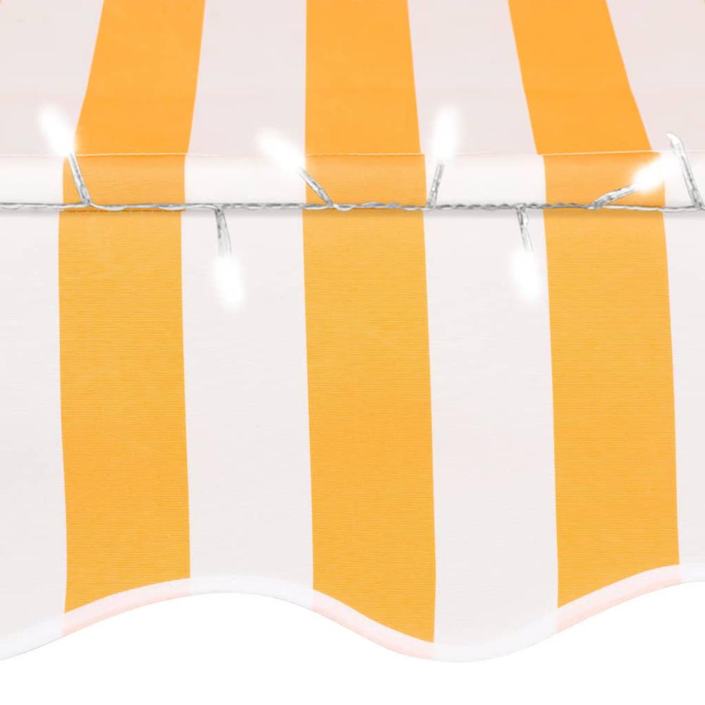 vidaXL Manual Retractable Awning with LED 78.7" White and Orange. Picture 5
