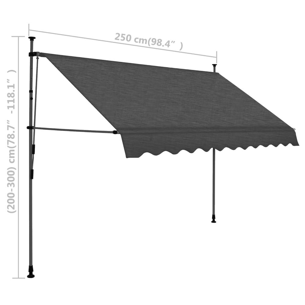 vidaXL Manual Retractable Awning with LED 98.4" Anthracite. Picture 8