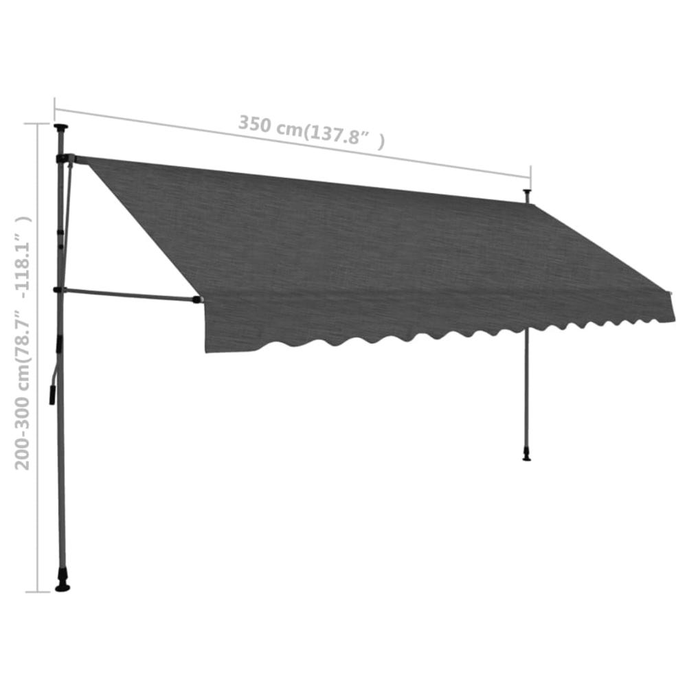 vidaXL Manual Retractable Awning with LED 137.8" Anthracite. Picture 8