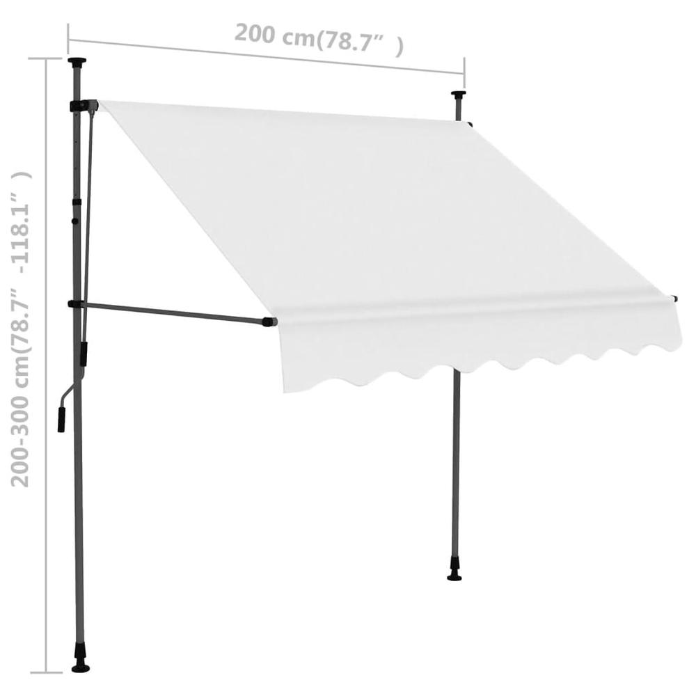 vidaXL Manual Retractable Awning with LED 78.7" Cream. Picture 8