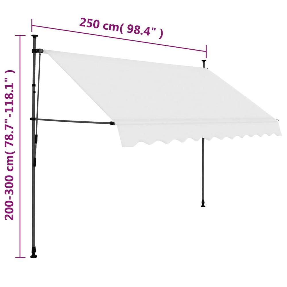 vidaXL Manual Retractable Awning with LED 98.4" Cream. Picture 8
