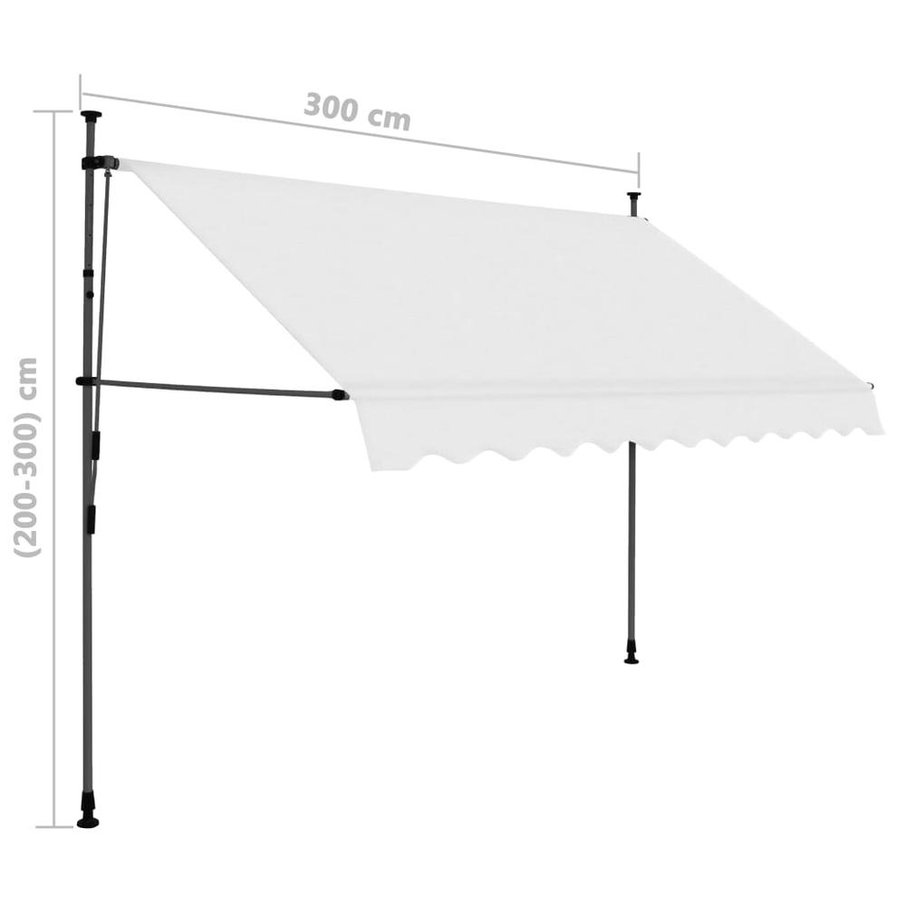 vidaXL Manual Retractable Awning with LED 118.1" Cream. Picture 8