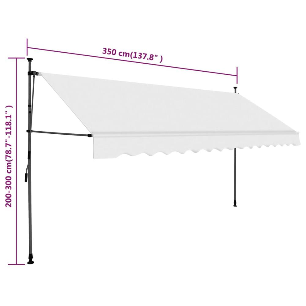 vidaXL Manual Retractable Awning with LED 137.8" Cream. Picture 8
