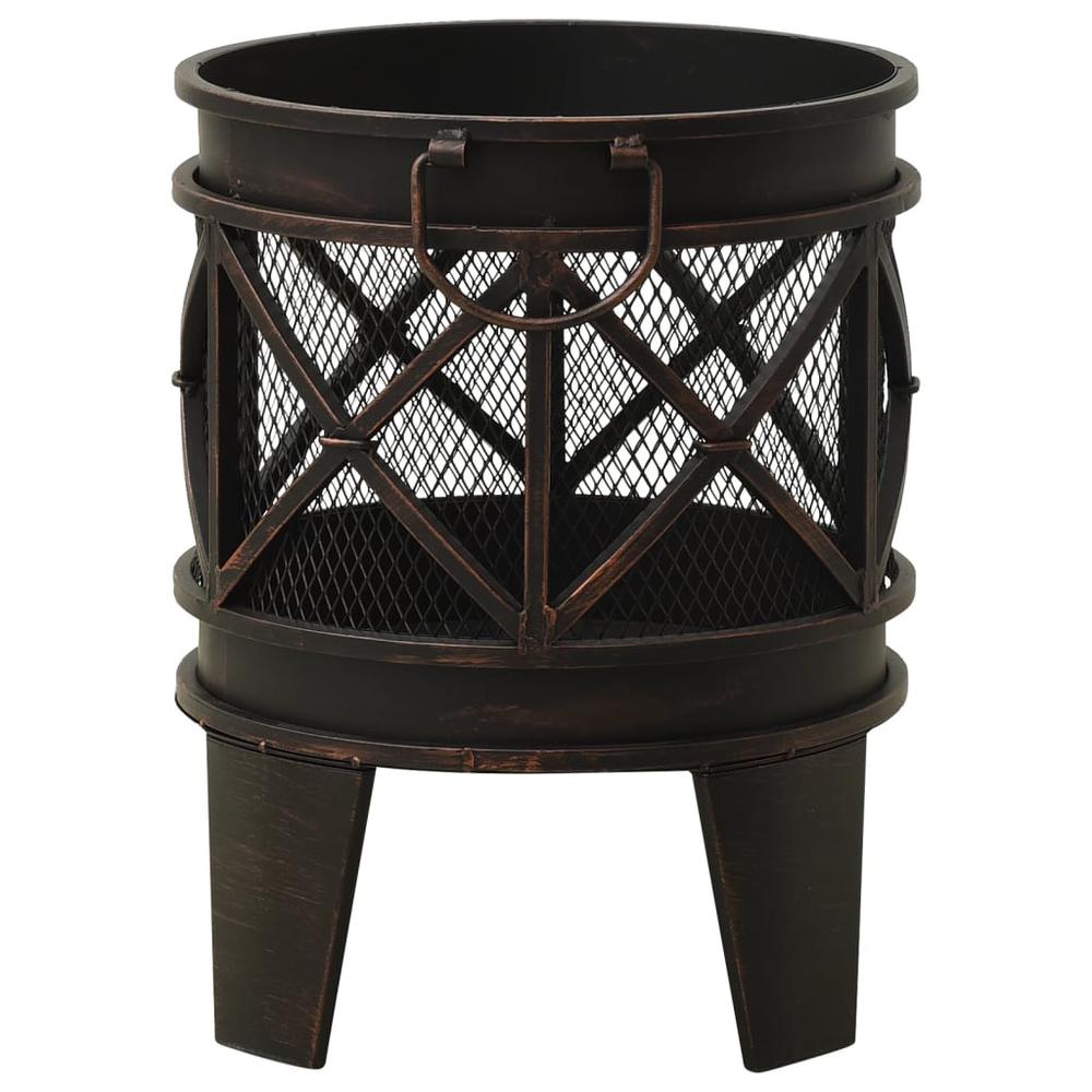 vidaXL Rustic Fire Pit with Poker Î¦16.5"21.3" Steell. Picture 5