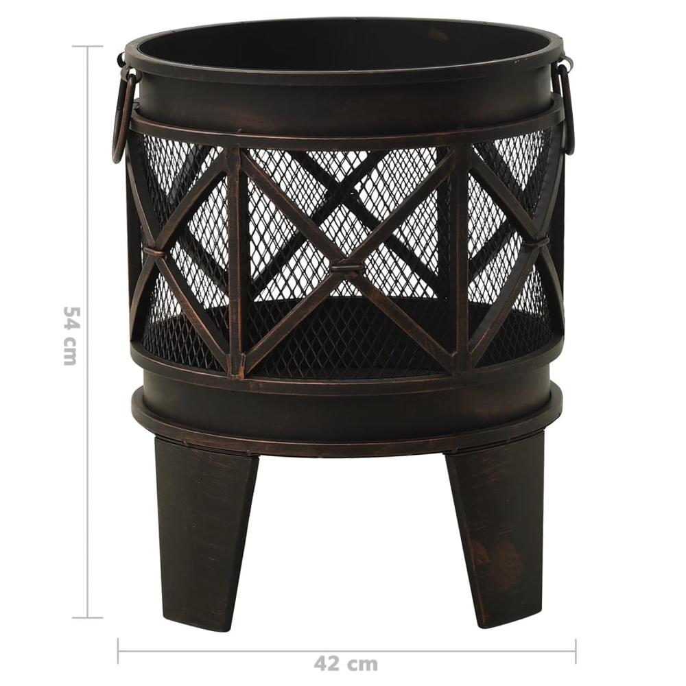vidaXL Rustic Fire Pit with Poker Î¦16.5"21.3" Steell. Picture 10