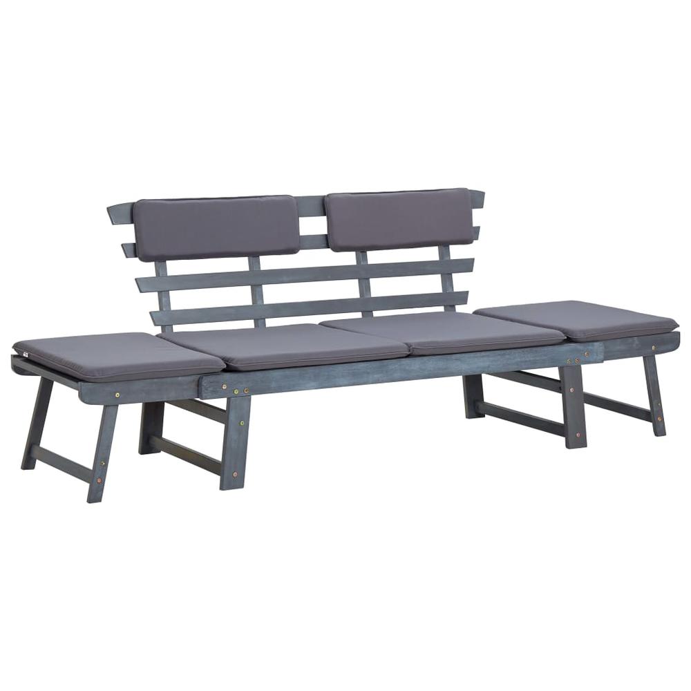 vidaXL Garden Bench with Cushions 2-in-1 74.8" Gray Solid Acacia Wood 2119. Picture 1